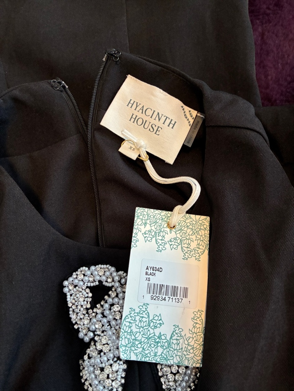 NWT Hyacinth House Beaded Bows Bernadette Mini Dress Sz XS - Picture 9 of 10